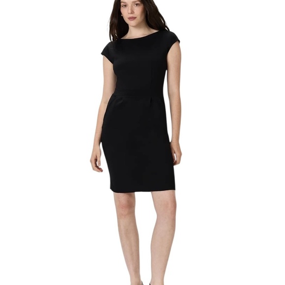 Quince NEW Ultra-Stretch Ponte Cap Sleeve Dress Black - Picture 2 of 8